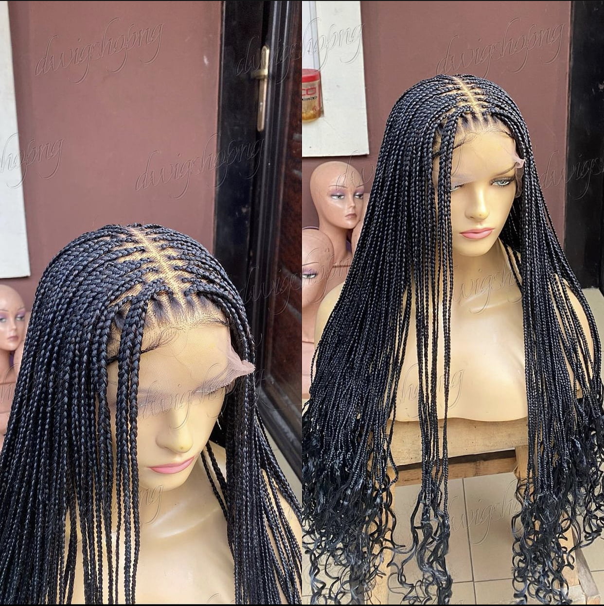 Ombre Box Braids Fully Hand Braided Lace Frontal Wig (#1/ #35) Box